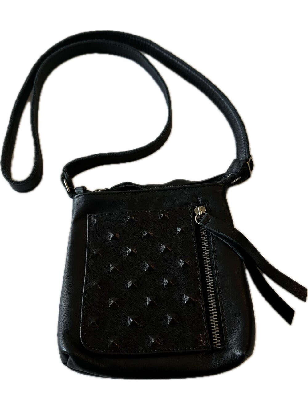 Carla Mancini Black Studded Easton Crossbody Made In USA EUC